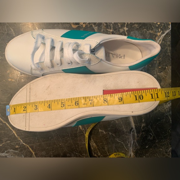 Prada Men's White and Green Sneakers - Picture 6 of 7